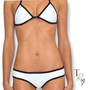 Triangl Swimwear Chloe Neoprene Bikini Bottom ONLY in White Black Medium